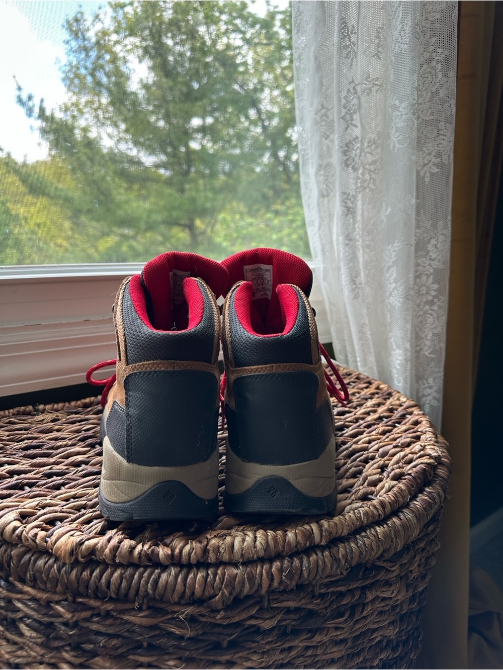 Columbia Brown Suede Hiking Boots with Red Accents - Picture 10 of 12